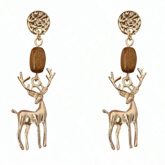 Gold Reindeer Earrings - Picture 6 of 6